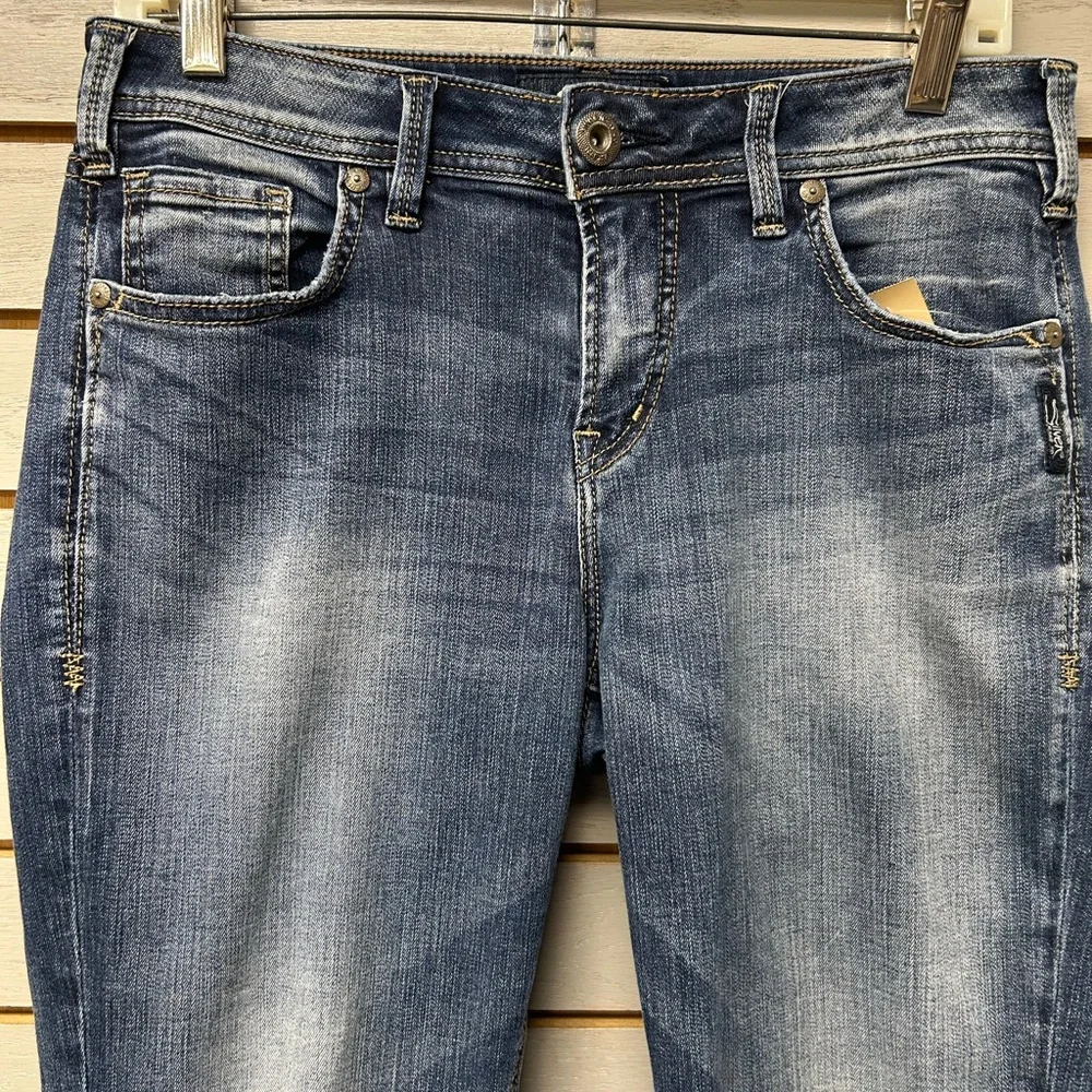 Silver Jeans Women's Faded Blue Skinny Jean Capri - Picture 4 of 7